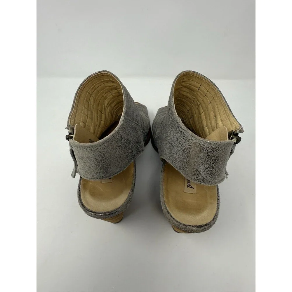 Paul Green Cayanne Peep Toe Block Heel Booties Sandal UK 5.5 US 8 Smoke Metallic